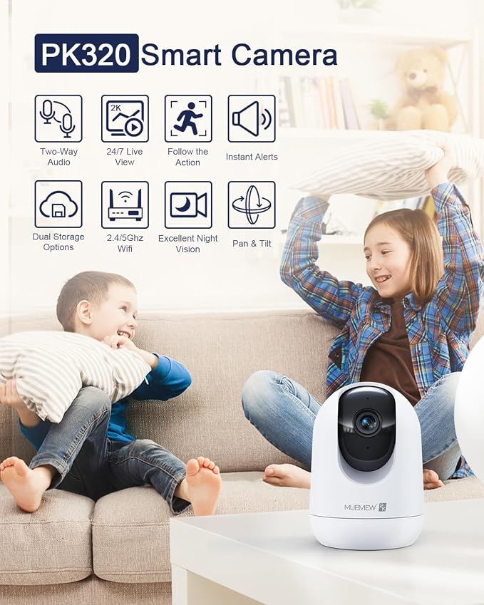Indoor Security Camera 2K, Pet Camera with Phone App, WiFi Cameras for Home Security Camera for Dog/ Baby Monitor/Elder Pan Tilt, 5/2.4GHz, 24/7, 2-Way Talk, Human Detection, Motion Tracking, Cloud | Human Detection, Motion Tracking, 2-Way Talk, 24/7 W...