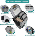 PetAmi Dog Travel Bag Backpack, 27L Airline Approved Pet Supplies Organizer with 2 Food Containers, 2 Collapsible Bowls & Poop Bag Dispenser, Weekend Road Trip Camping Dog Mom Gift, Stripe Black