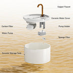 DOOOB Ceramic Cat Water Fountain, 2.1L/71oz Ceramic Cat Fountain, Automatic Ceramic Water Fountain for Cats, Pet Water Fountain with Ultra-Quiet Pump and 3 Filters & 3 Sponges (White) | Automatic Ceramic Water Fountain for Cats, Pet Water Fountain with...