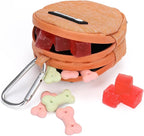 Dog Poop Bag Holder for Leashes- Dog Treat Pouch with Waterproof Zipper,Puppy Training Small Bag with Carabiner & Bungee Toggle,Two Pockets for Dry or Wet Treats-Pet Travel Walking Essentials (Orange)