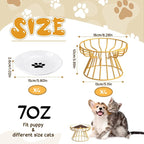Roshtia 4 Sets Elevated Cat Bowls Ceramic Raised Cat Food Bowls with Metal Stand Dishwasher Safe Dishes Non Slip Elevated Food Plate(Gold,Paw)