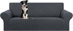 Stretch Oversized Couch Covers for Sofa Slipcover,Charcoal | 1-Piece Washable Sofa Cover (94"-110") 4-Seater Furniture Protector, Soft Jacquard Non-Slip Elastic Bottom for Dogs & Kids