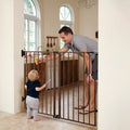 Babelio 34" Extra Tall No Bottom Bar Baby Gate, 26-43", Black Wood Pattern | Easy Install| One-handed Opening| Auto-close| Drill Needed Indoor Safety Dog/Pet Gate for Stairs, Hallways & Doorways