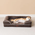 EHEYCIGA Orthopedic Dog Beds Large Sized Dog, Waterproof Washable Pet Bed | Non-Slip Bottom and Egg-Crate Memory Foam Dog Couch Bed with Washable Removable Cover, Brown