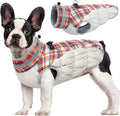 FUAMEY Dog Jacket for Small Dogs Warm Dog Jackets with Harness Built in | Dog Winter Jacket Cold Weather Snow Puppy Vest Water-Resistant Zip up Dog Fleece Jackets High Visibility Red Plaid XS