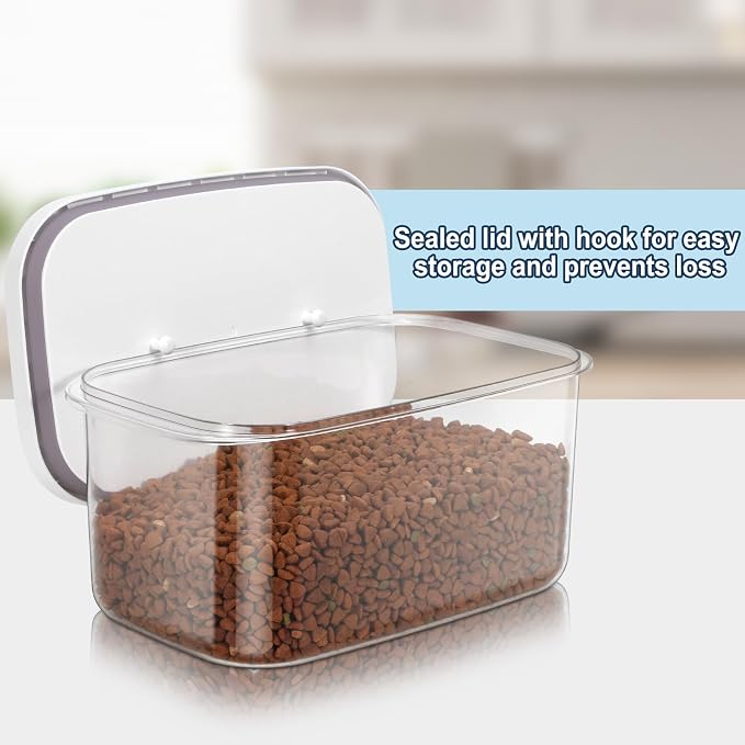 6 lbs Airtight Dog Cat Food Storage Container and Dog Treat Containers BPA-Free, PET Clear Stackable Pet Storage Bin, 1-Cup Scoop, 1-Sponge cleaning brush, Pop Top, With handle, Easy Mobility-Medium