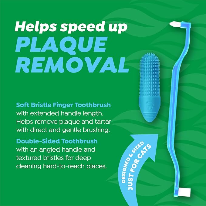 TropiClean Fresh Breath Cat Toothbrush and Toothpaste Kit, Easy Dental Care