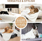 Waterproof Dog Blanket for Large Dogs - Reversible Washable Pet Blanket, Soft Sherpa Fleece Furniture Protector, Cat Throw Bed Couch, Cream,50"x60"