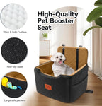 GL GLENSLAVE Dog Car Seat for Small/Medium Dogs Under 35lbs,Memory Foam Dog Booster Seats,Detachable and Washable Traval Pet Car Seat, Dogs Bed with 2 Safety Belts (Black/Coffee)