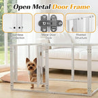 Clear Acrylic Dog Playpen with Door,Puppy Fence Indoors H:24" 8-Panel can be DIY Expanded + Splicing Height Design for Puppies/Small Dogs,White Dog Enclosure (Metal + Acrylic Material)