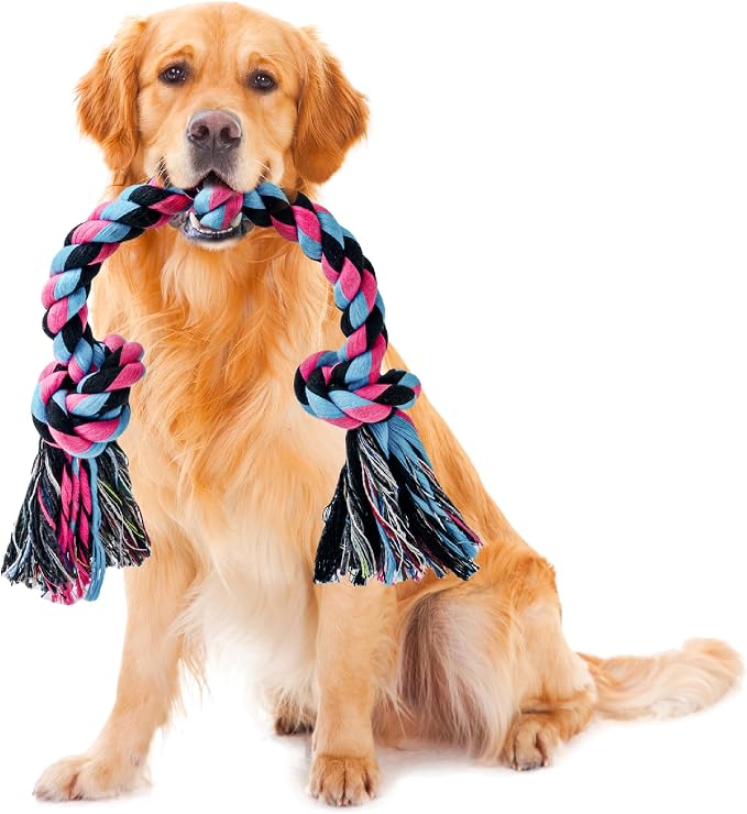 Dog Rope Toy for Large Dogs, Heavy Duty Chew Toys for Aggressive Chewers, Indestructible Durable Cotton Tug of War Rope Toys for Medium to Large Breed Teeth Cleaning