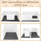 FHTONGE Large Cat Litter Box Enclosure Splash Guard with Litter Catch Mat | Litter Pan Privacy Screen for Floor Wall Protector, Universal Kitten Toilet Box Cover Hideaway Divider, Pee Shield Surround