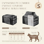 Top-Expandable Pet Carrier with Treat & Pet Window,17x11x9.5 Inch Alaska Hawaiian Airline Approved,Soft-Sided Dog Carrier for Small Dogs and Cats,Travel Cat Carrier with Locking Safety Zippers,Black