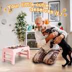 COMESOON Elevated Dog Bowls, 4 Height Adjustable Raised Bowl Stand with 2 Thick 50oz Stainless Steel Food Bowls Non-Slip Feeder Adjusts to 3.7'', 9.2'', 10.75'', 12.36'' Pink