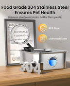 oneisall 10L/2.6Gal Dog Water Fountain for Large Dogs (with 1 Filter) | Deeper & Wider Drinking Area, Visualization Window & Triple Filtration,304 Stainless Steel Dog Water Bowl Dispenser