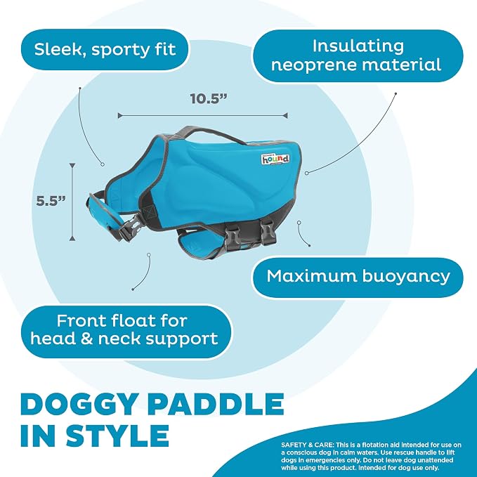Outward Hound Dawson Swim Blue Dog Life Jacket, Small