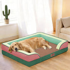 Comfort Expression Orthopedic Dog Bed for Extra Large Dogs with Bolster | Waterproof Dog Couch Bed with Washable Cover & Non-Slip Bottom, Supportive Egg Crate Foam XL Pet Bed, 42x30 Inch