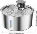 Jzlapro Wireless Cat Water Fountain,108oz Stainless Steel,Battery Operated | 3 Pack Filters | Cordless & Rechargeable | Motion Sensor | BPA-Free | DishwasherSafe | 20dB Ultra-Quiet | 3.2L capacity