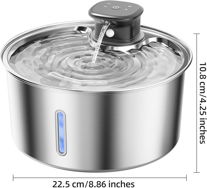 Jzlapro Wireless Cat Water Fountain,108oz Stainless Steel,Battery Operated | 3 Pack Filters | Cordless & Rechargeable | Motion Sensor | BPA-Free | DishwasherSafe | 20dB Ultra-Quiet | 3.2L capacity