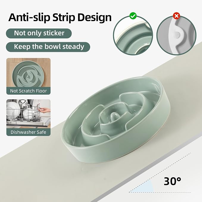 Havniva Slow Feeder Dog Bowls, Ceramic Dog Bowl Slow Feeder for Fast Eater | 3.2 Cups Puzzle Dog Food Bowl, Slow Feeding Bowls for Large Dogs, Non-Slip Rubber Base, Anti-Choking
