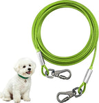 Dog Tie Out Cable - Chew Proof Steel Wire Lead - 360° Tangle Free Outdoor Leash for Pups - Dog Runner Cable for Small to Medium Dogs (Green, 45lbs/50ft)