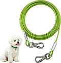 Dog Tie Out Cable - Chew Proof Steel Wire Lead - 360° Tangle Free Outdoor Leash for Pups - Dog Runner Cable for Small to Medium Dogs (Green, 45lbs/10ft)