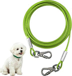 Dog Tie Out Cable - Chew Proof Steel Wire Lead - 360° Tangle Free Outdoor Leash for Pups - Dog Runner Cable for Small to Medium Dogs (Green, 45lbs/10ft)