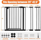 keny 29"-42.5" Baby Gate for Stairs, Auto Close Safety Dog Gate | Pressure Mounted Easy Walk Through Pet Gate for Doorways, Durable Stair Gate, 30" Tall, Black