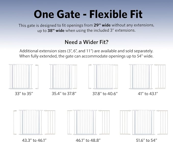 Midwest 39" Steel Walk-Thru Dog Gate, White | Pressure Mounted, Expands 29.5"- 38" Wide, Auto-Close Door, Spring-Loaded Latch, Includes Two 3" Extensions