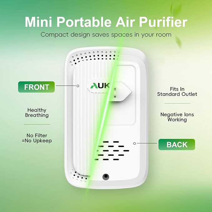 Air Ionizers 4 Pack - Plug In Mini Air Purifiers for Home, Bedroom, Office | Basement - Portable Negative Ion Air Purifier Pet Smell, Odor, Smoke, Dust - Quiet Air Freshener - Air Cleaner White