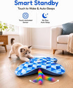 PetBusy [2026 Upgraded Smart Interactive Cat Toys for Indoor Cats, [Week-Long Rechargeable Battery] for Hands-Free Play, Automatic Hide &Seek Rainbow Tail Keeps Bored Kittens Chasing and Pouncing