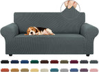 Stretch Loveseat Couch Cover, 2 Cushion Couch Slipcover,Grey | 1-Piece Washable Sofa Cover Pet Friendly (55"-78") Furniture Protector Soft Jacquard, Elastic Bottom for Dogs & Kids