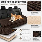 Dog Car Back Seat Bed Waterproof Non Slip Washable Pet Cover | Ultra-soft plush flannel pad soothes pet joint discomfort Vacuum compressed, heavy duty tear-resistant fabric(Brown)