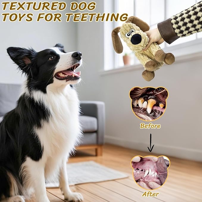 Squeaky Stuffed 3PCS Dog Toys, Chew for Large Medium Small Breeds | Plush with Crinkle Toys to Keep Puppy Busy, Teething, Fetching, Tossing, Tugging Interactive Toys for Indoor Outdoor play