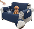 100% Waterproof Couch Cover for Dogs with Non-Slip & Side Pockets 46", Furniture Protector Sofa Covers, Washable Cushion Covers for Pets Kids Cat-Small Loveseat Navyblue