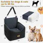 JOEJOY Dog Car Seats for Small Medium Dogs Under 35lbs, Dog Booster Seat with Detachable Washable Cover and Cushion, Memory Foam Pet Car Seat with Safety Belt and Storage Pockets (DG)