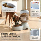 Flexzion Gravity Pet Feeder, Dog and Cat Food Dispenser, 1-Gallon Capacity | Self-replenishing dry food station with non-skid feet and a carry handle; holds approximately 4-6 lb of kibble.