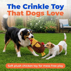 Best Pet Supplies Interactive Squeaky Dog Chew Toy, Ideal Dog Toys for Chewers, Small, Medium & Large Dogs, and Fetch Lovers - Crinkle Chicken (Wine Red), Large
