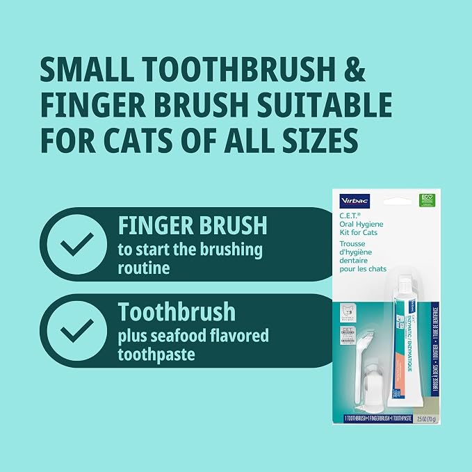 C.E.T. Oral Hygiene Kit for Cats, Seafood flavor Toothpaste with Toothbrush