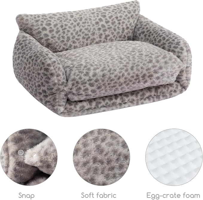 Hollypet Cat Bed Small Dog Orthopedic Couch Beds for Pets up to 13 lbs | Fluffy Multifunctional Double-Layer Warming Kitten Pet Couch Orthopedic Beds with Machine Washable Cover and Non-Slip Bottom