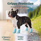 Dog Shoes for Medium Dogs, Outdoor Dog Boots & Paw Protectors for Hot Pavement, Winter Snow Hiking, Breathable Dog Booties, Indoor Hardfloors Anti Slip Sole Blue Size 5