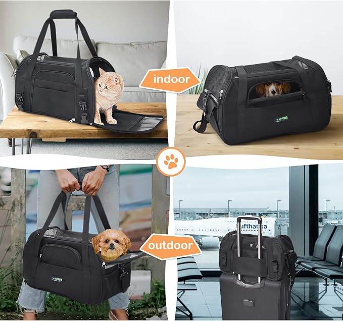 JESPET Soft-Sided Kennel Pet Carrier for Small Dogs, Cats, Puppy, Airline Approved Cat Carriers Dog Carrier Collapsible, Travel Handbag & Car Seat