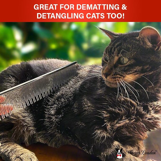Warren London Carding Pro XL Comb 9in | Copper Grooming Comb with Dual-Length Teeth | Removes Undercoat, Loose Fur, and Dander | Groom like a Professional