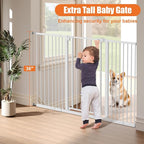 keny 36" Extra Tall Baby Gate for Stairs, 29"-55" Wide Auto Close Dog Gate | for Doorways, Pressure Mounted Easy Walk Through Pet Gate with Door, White