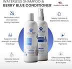 Lillian Ruff PRO Formula Blueberry Waterless Dog Shampoo & Berry Blue Brightening Conditioner - No-Rinse Odor Eliminator & Hydrating Whitening Conditioner Detangles, Restores Skin, Softness & Shine