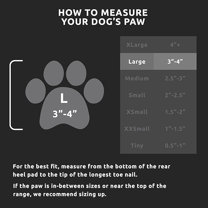 PawZ Rubber Dog Boots for Large Paws - All-Weather Waterproof Dog Shoes, Anti-Slip Traction for Rain, Snow, Mud & Hot Pavement - Pull-On Dog Booties, Black - Large (3"- 4") - Pack of 24