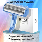 ACE2ACE Pet Hair Remover, Reusable Lint Roller for Cat and Dog Hair, Blue | Self Clean Cat Hair Remover with Dust Bin, Dog Hair Remover for Couch, Furniture, Carpet, Sofa and Bedding