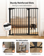 COMOMY 36" Extra Tall Baby Gate for Stairs Doorways, Fits Openings 29.5" to 43.3" Wide, Auto Close Sturdy Safety Dog Gate for House, Pressure Mounted Easy Walk Through Pet Gate with Door, Black