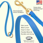 Viper Biothane K9 Working Dog Leash Waterproof Lead for Tracking Training Schutzhund Odor-Proof Long Line with Solid Brass Snap for Puppy Medium and Large Dogs 4ft, Cerulean Blue