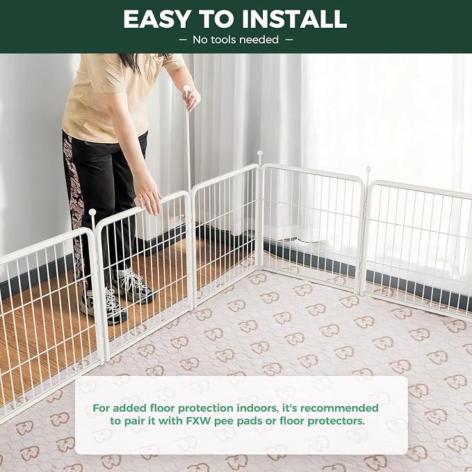 FXW Rollick Dog Playpen, Indoor, Yard & RV Camping, 24" H, 8 Panels | Easy setup, Heavy-duty, DIY layouts, Walk-through gate, for Puppies & Small Dogs, Patented